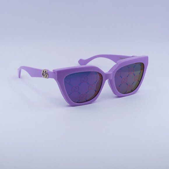 🕶️ New Gucci GG1542S 002 Sunglasses - Lilac Frame, Clear/Blue Lenses - Picture 2 of 12